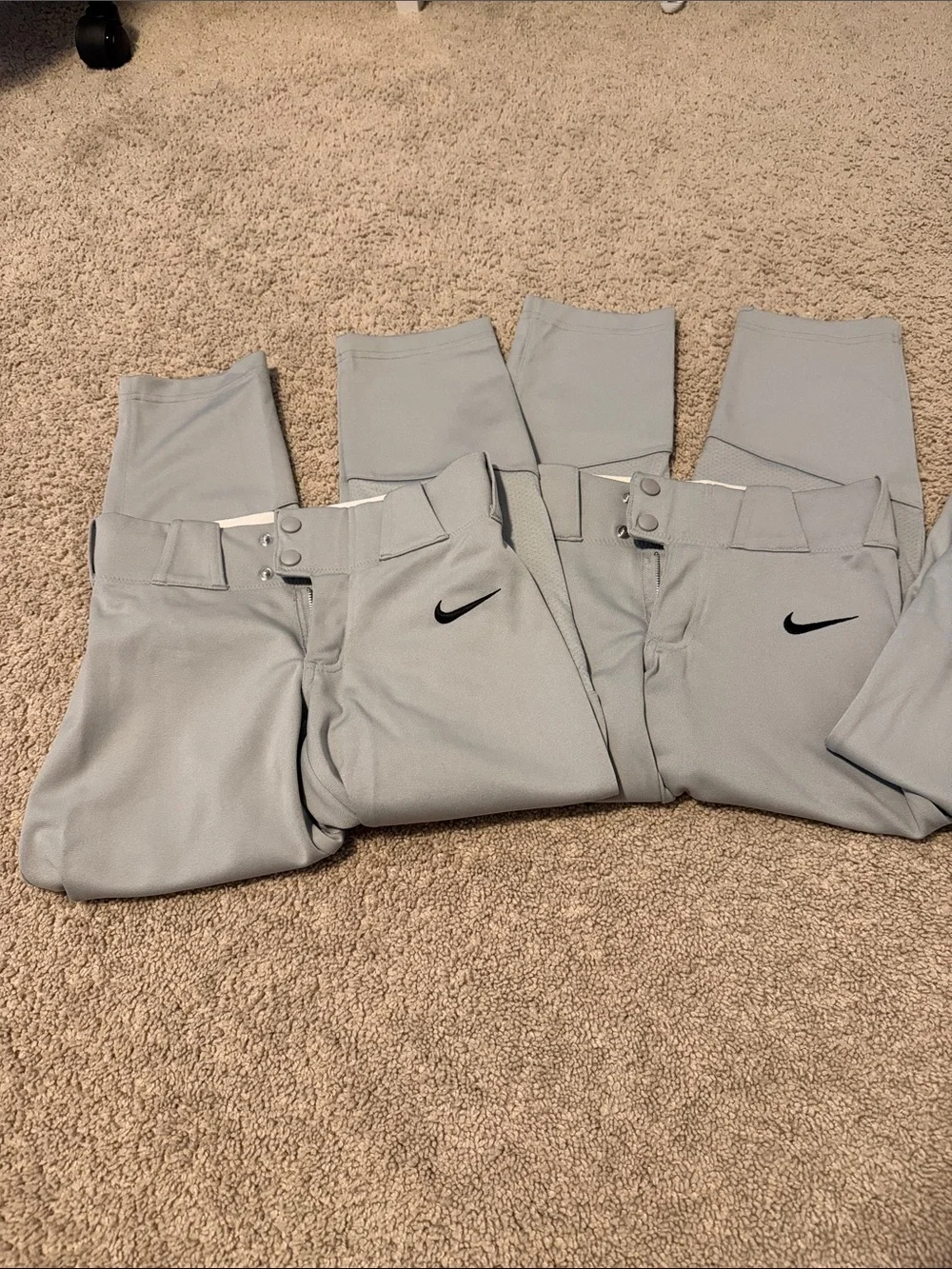 Nike Light Gray Baseball Pants with Black Swoosh